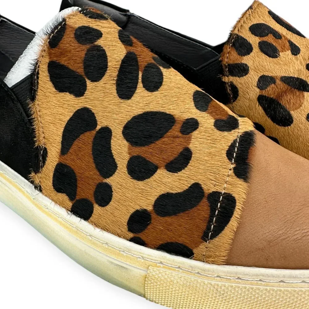 NIB Chocolat Blu MOVE size 9.5 Leopard Calf-Hair‎ Slip-On Sneaker mobwife boho